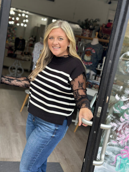 Black and White Stripe Sweater Vest