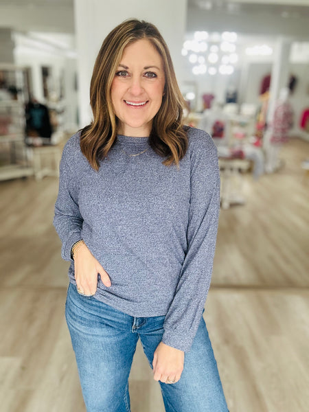 Soft Melange Basic Tee in Navy