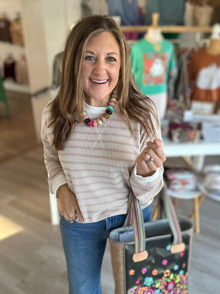 Stripe Ribbed Longsleeve in Mocha
