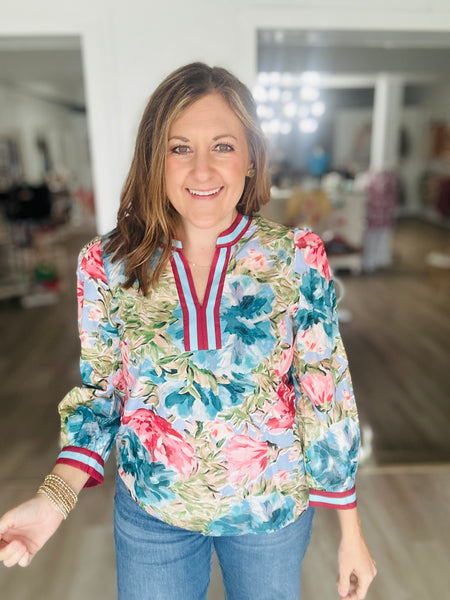 Sky Blue Floral Top