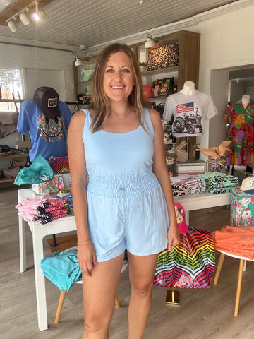 Peppy Blue Romper