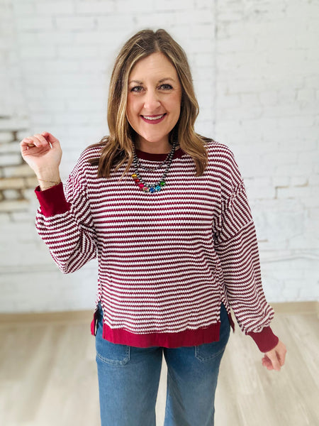 Made for Maroon Stripe Top