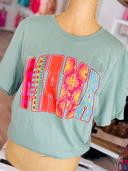 Mixed Print Mama Tee