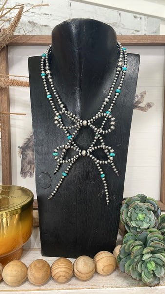 Ws Turquoise Navajo Pearl Bow Necklace