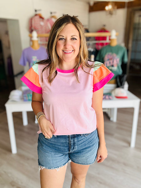 Pink Colorblock Top