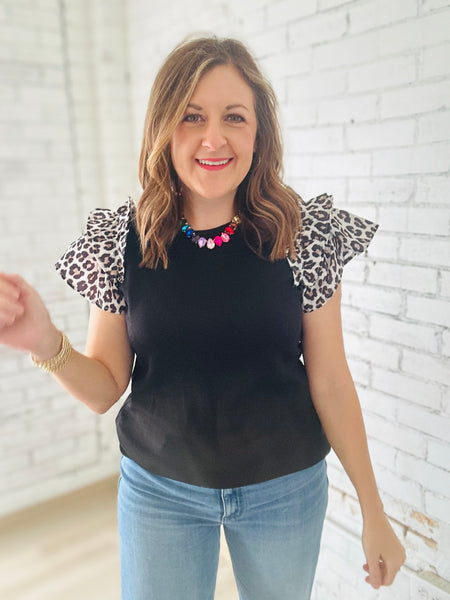 Leopard Ruffled Top