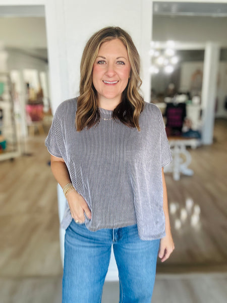 Oversized Ribbed Top Black