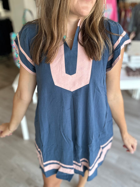 Blue Linen Dress