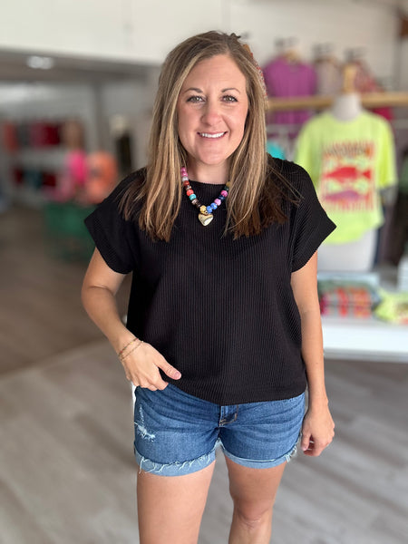 Ribbed Basic Top Black