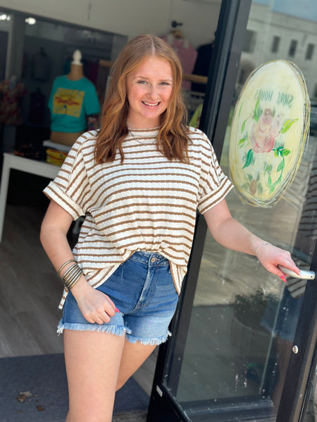 Camel Stripe Top