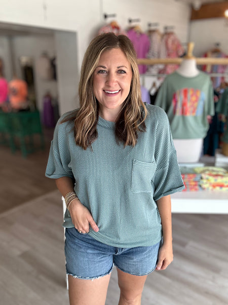 Ribbed Pocket Jade Top