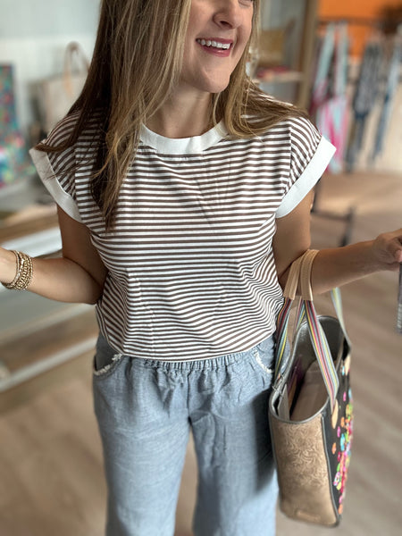 Stripe Top in Mocha