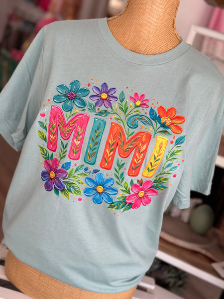 Mimi Floral on Dusty Blue