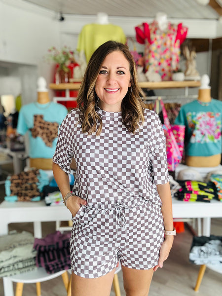Brown Checkered Top