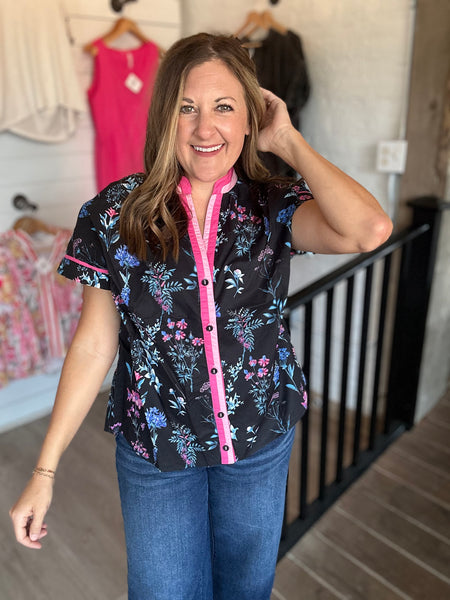 Black Floral Top
