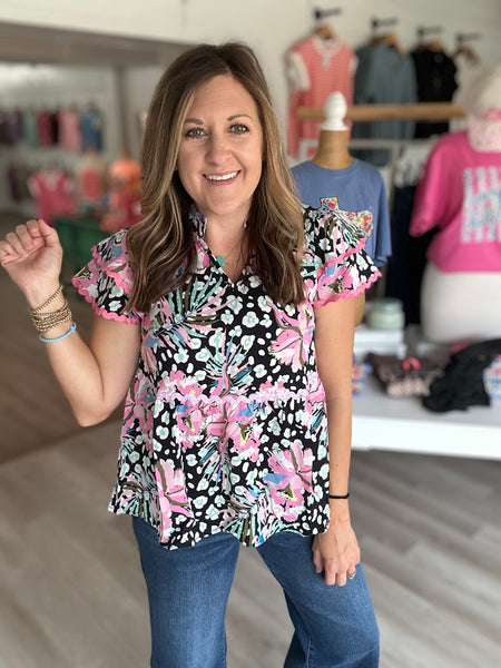 Floral Ric Rac Top