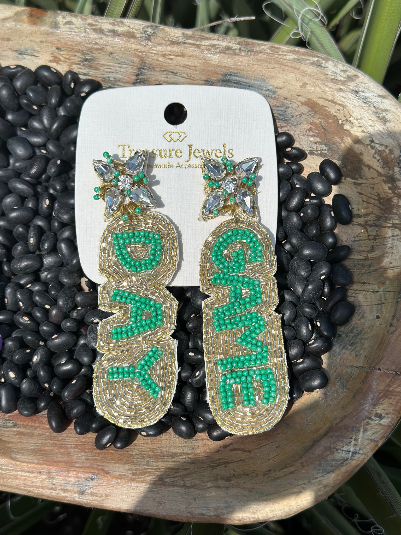 Green Game Day Earrings