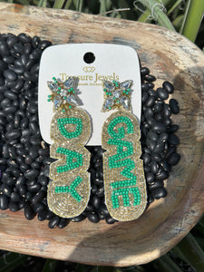 Green Game Day Earrings