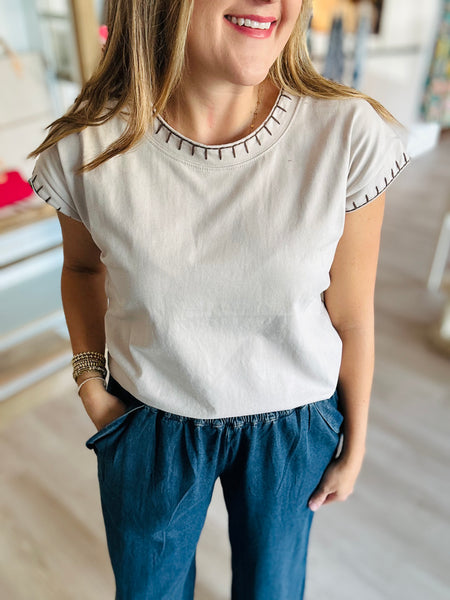 Sand Beige Stitch Top