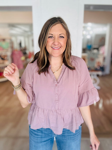 Mocha Ruffled Blouse