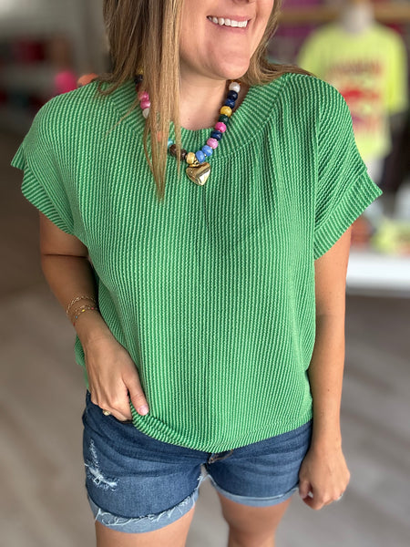 Ribbed Basic Top Green