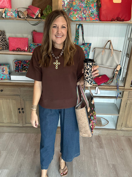 Classic Ribbed Top in Mahogany