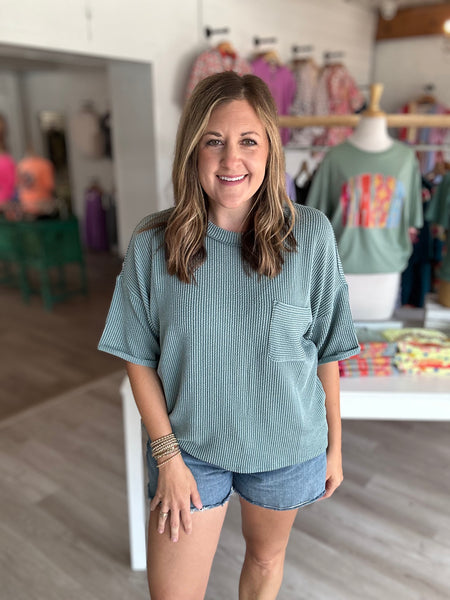 Ribbed Pocket Jade Top