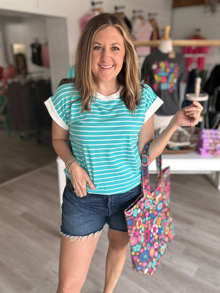 Stripe Top Turquoise
