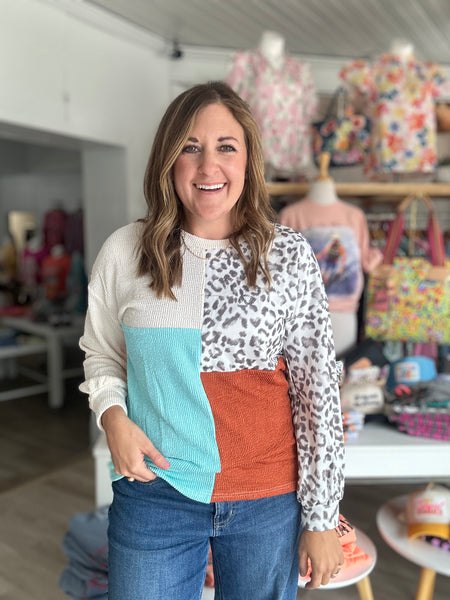 Leopard Patchwork Top