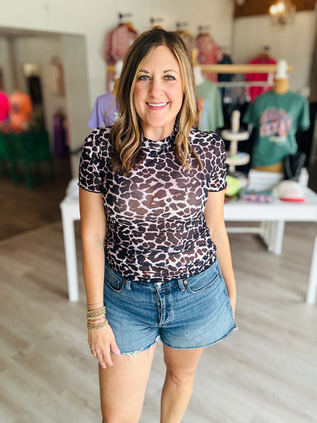 Leopard Mesh Top