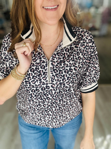 Leopard Zip Top