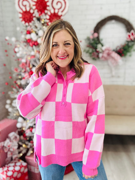 Checkered Pink Sweater