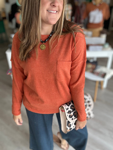Ribbed Longsleeve in Rust