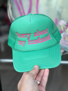 Sorry about my Husband Cap in Green/Pink