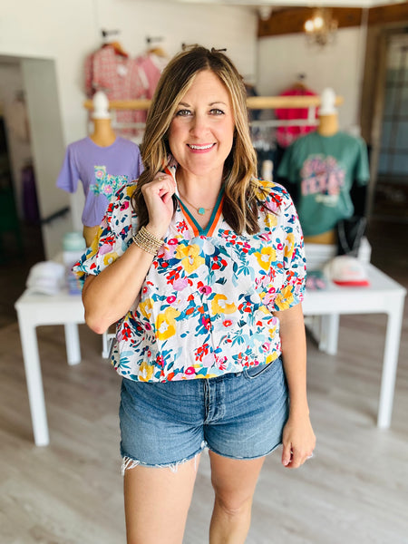 Blue Floral Top