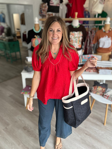 Red Abstract Top