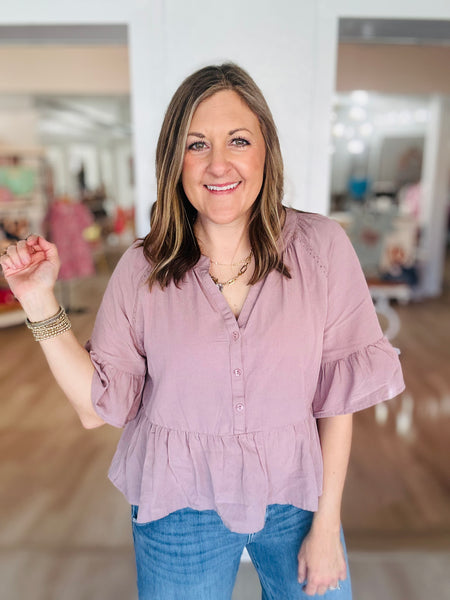 Mocha Ruffled Blouse