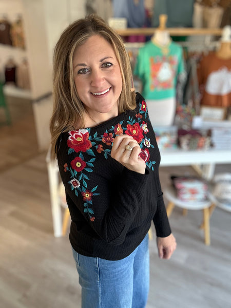 Black Embroidered Top