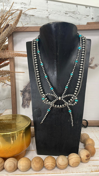 Ws Turquoise Navajo Pearl Bow Necklace