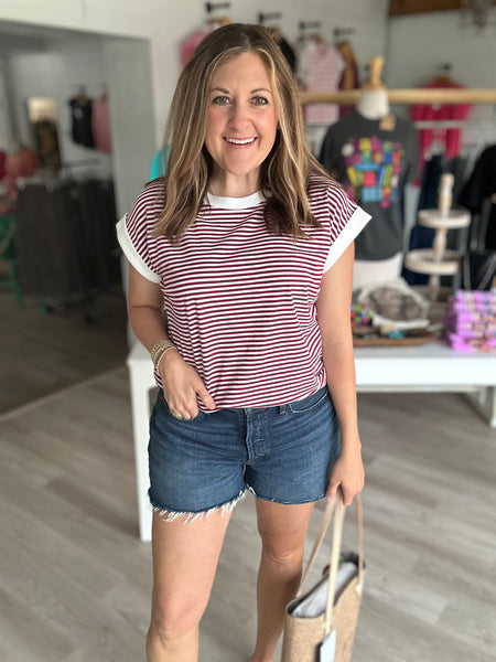 Stripe Top Maroon