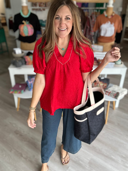 Red Abstract Top