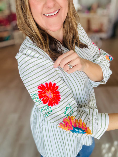 Green Stripe Blouse
