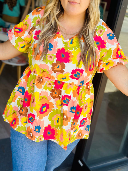 Mustard Floral Top