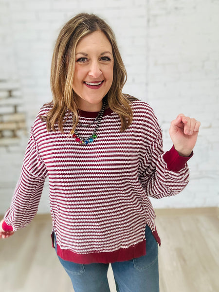 Made for Maroon Stripe Top