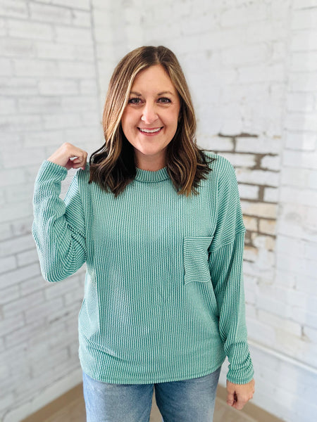Ribbed Basic in Light Jade