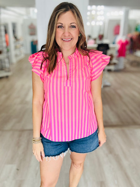Pink Stripe Summer Blouse