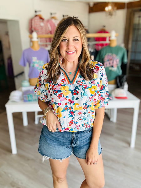 Blue Floral Top