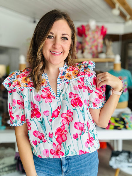 Floral + Stripe Blouse