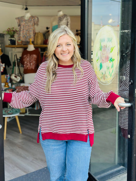 Made for Maroon Stripe Top