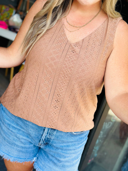 Coffee Eyelet Tank